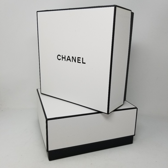 Chanel EMPTY Gift Boxes Lot 2 Medium Black White Keepsake Container 8.5" Square - Picture 11 of 15